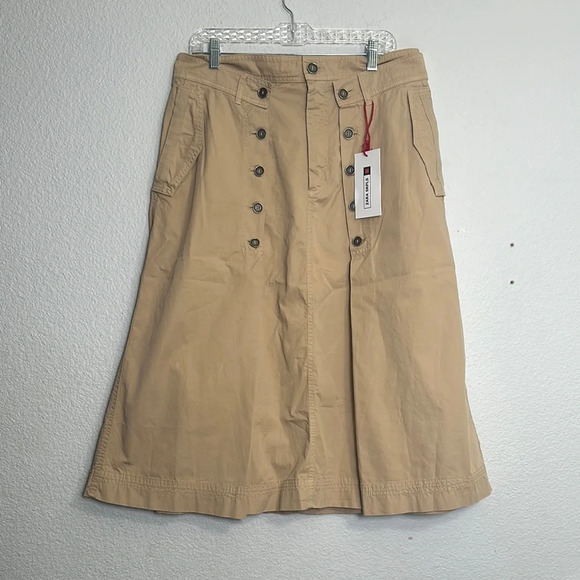 Zara SRPLS Womens Size Large Tan Midi Cotton Skirt NWT - Picture 1 of 12